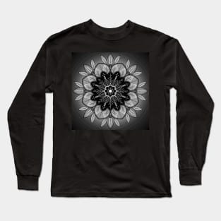 Beautiful Mandala in Black and White Long Sleeve T-Shirt